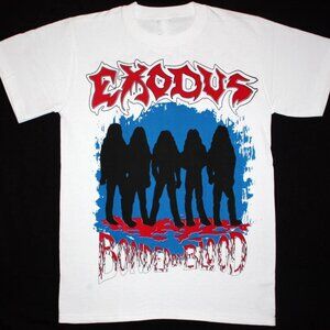 EXODUS BONDED BY BLOOD 85 THRASH BAND White T-Shirt  256